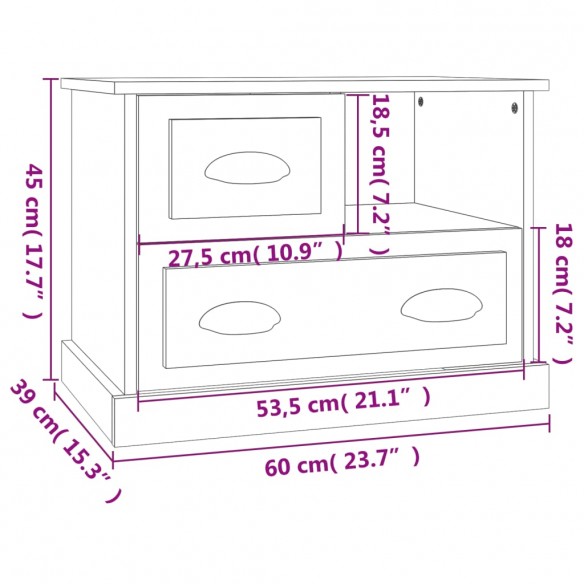 Table de chevet blanc 60x39x45 cm