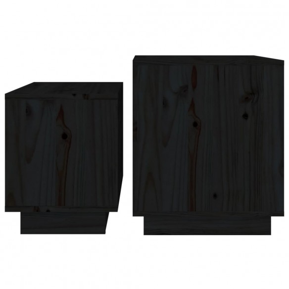 Tables basses gigognes 2 pcs Noir Bois de pin massif