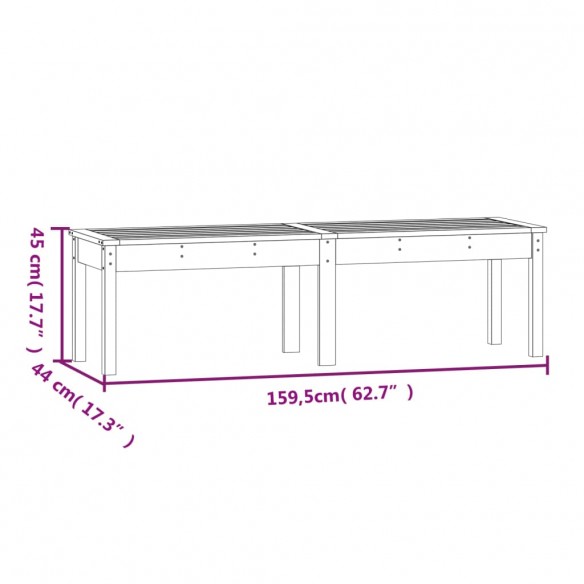 Banc de jardin à 2 places marron miel 159,5x44x45cm bois de pin