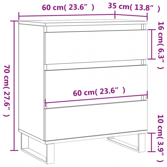 Buffet Gris béton 60x35x70 cm Bois d'ingénierie