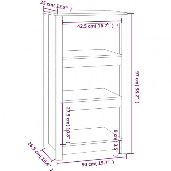 Bibliothèque Marron miel 50x35x97 cm Bois de pin massif