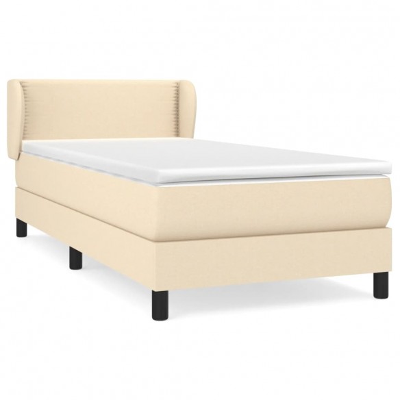 Cadre de lit avec matelas Crème 80x200 cm Tissu