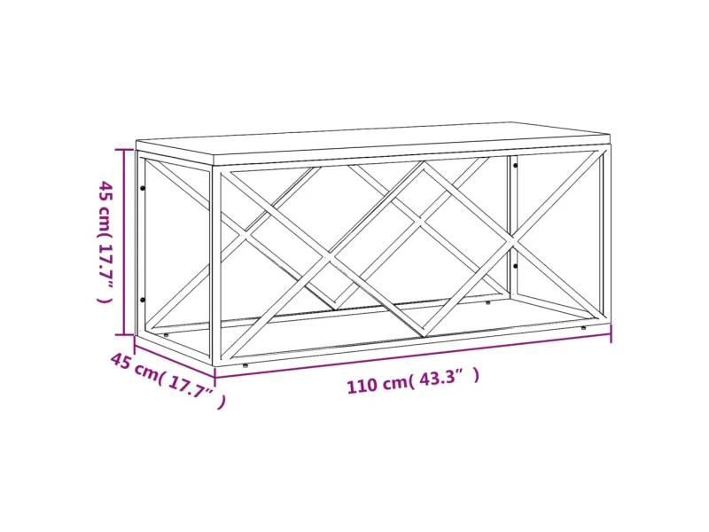 Table basse acier inoxydable et bois massif de récupération