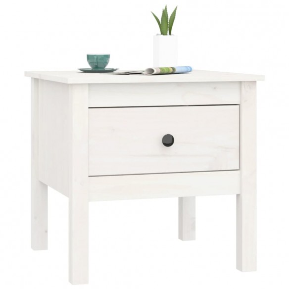 Table d'appoint Blanc 50x50x49 cm Bois massif de pin