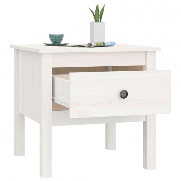 Table d'appoint Blanc 50x50x49 cm Bois massif de pin