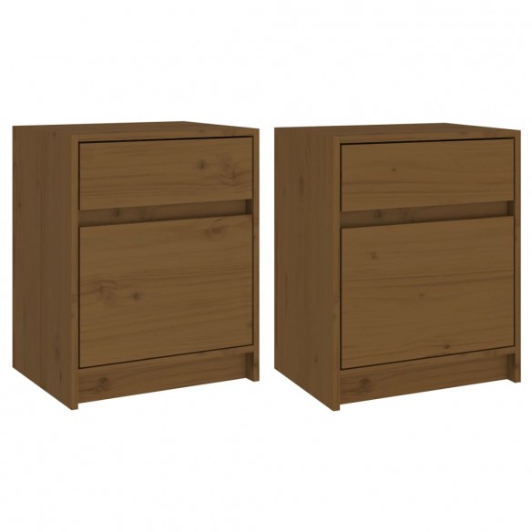 Tables de chevet 2pcs Marron miel 40x31x50cm Bois de pin massif