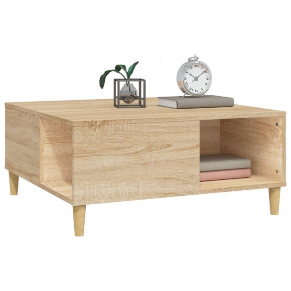 Table basse chêne sonoma 80x80x36,5 cm bois d'ingénierie