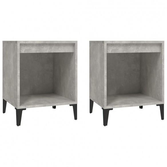 Tables de chevet 2 pcs Gris béton 40x35x50 cm