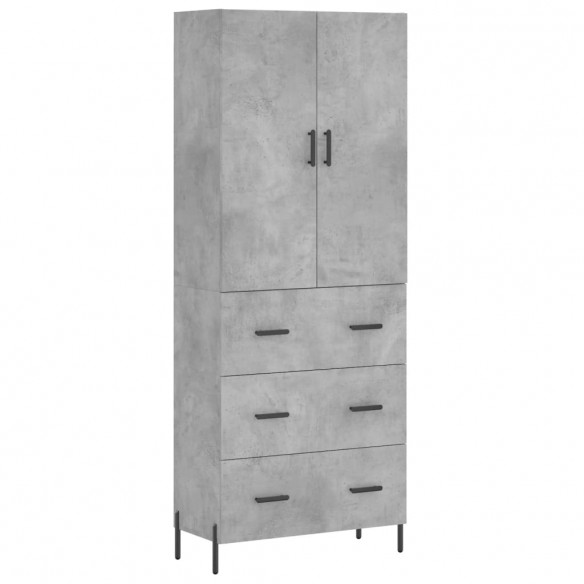 Buffet haut Gris béton 69,5x34x180 cm Bois d'ingénierie