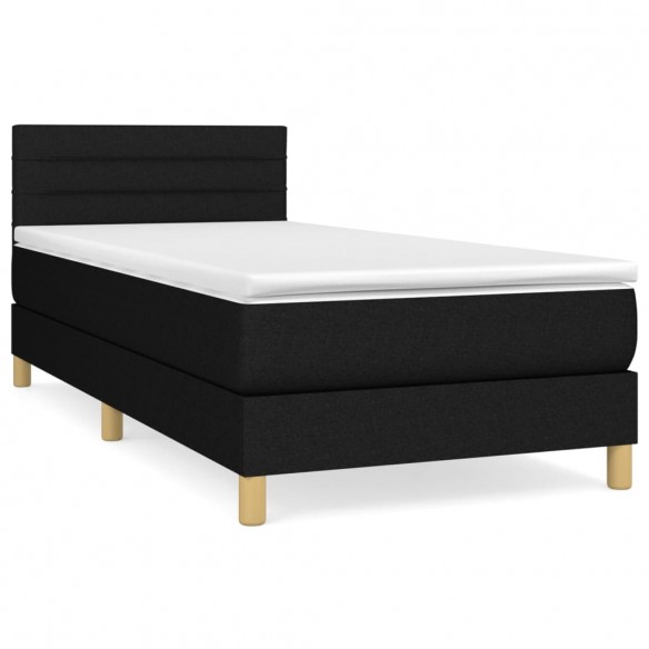 Cadre de lit et matelas Noir 80x200 cm Tissu