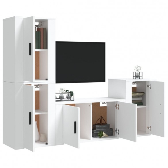 Ensemble de meubles TV 4 pcs Blanc Bois d'ingénierie