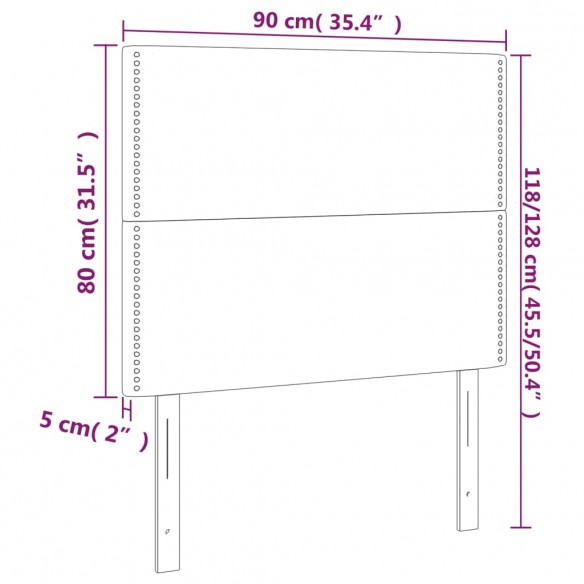 Têtes de lit 2 pcs Noir 90x5x78/88 cm Velours