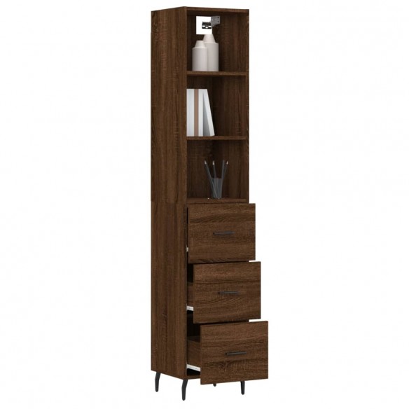 Buffet haut Chêne marron 34,5x34x180 cm Bois d'ingénierie