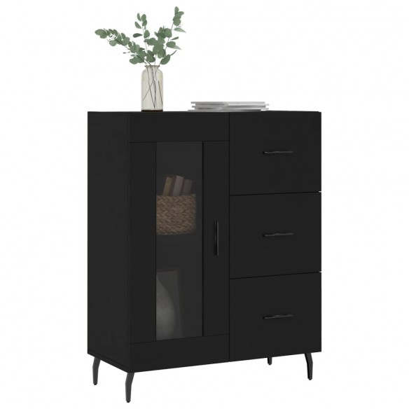 Buffet noir 69,5x34x90 cm bois d'ingénierie