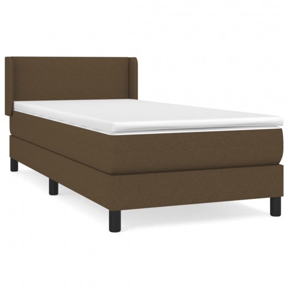 Cadre de lit avec matelas Marron foncé 90x190 cm