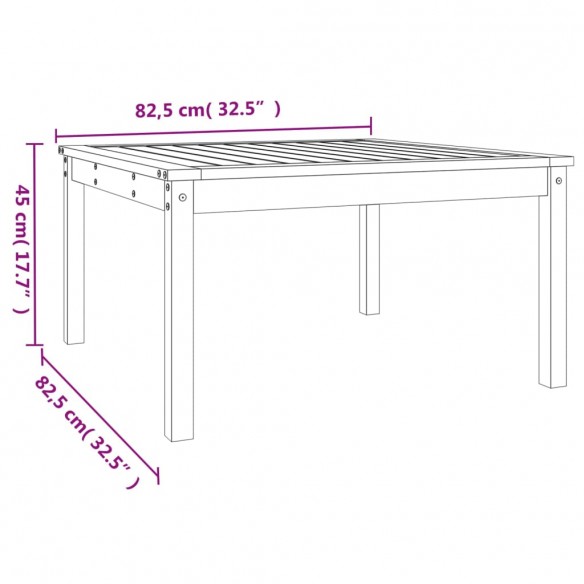 Table de jardin noir 82,5x82,5x45 cm bois massif de pin