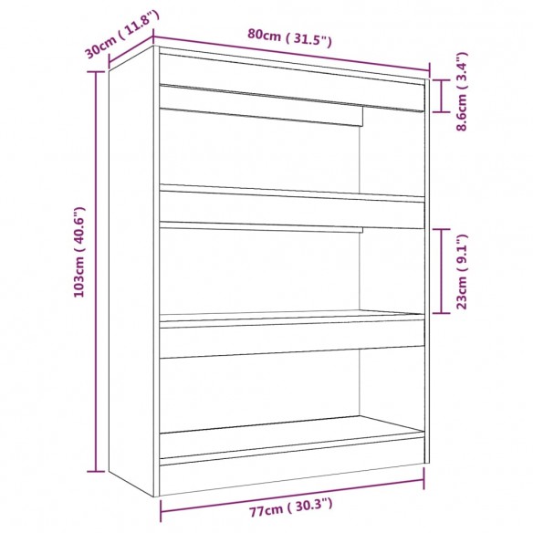 Bibliothèque/Cloison Sonoma gris 80x30x103 cm Bois ingénierie