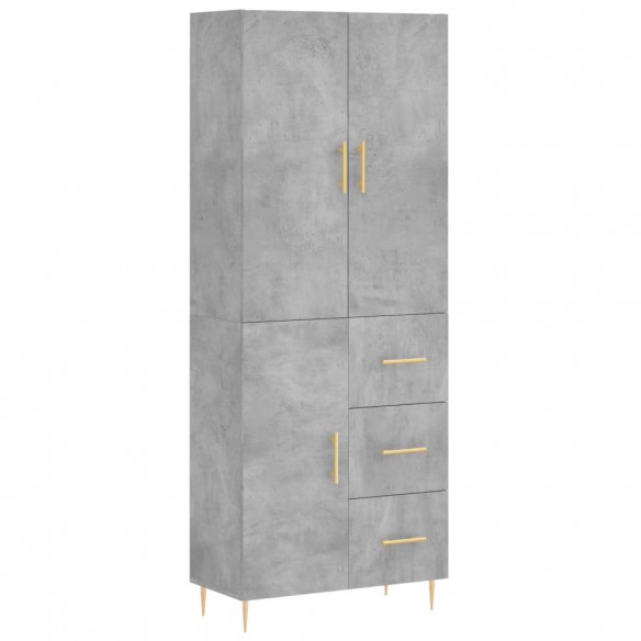 Buffet haut Gris béton 69,5x34x180 cm Bois d'ingénierie