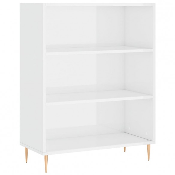 Bibliothèque blanc brillant 69,5x32,5x90 cm bois d'ingénierie