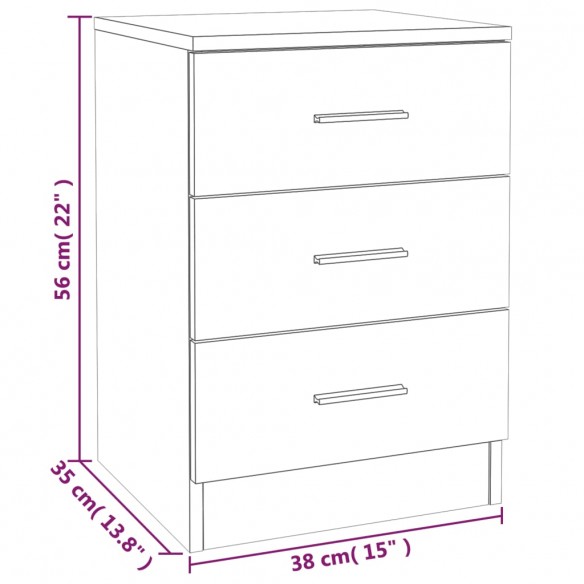 Table de chevet Chêne fumé 38x35x56 cm Bois d'ingénierie