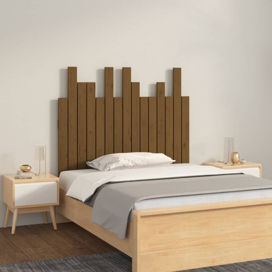 Tête de lit murale Marron miel 95,5x3x80 cm Bois massif de pin