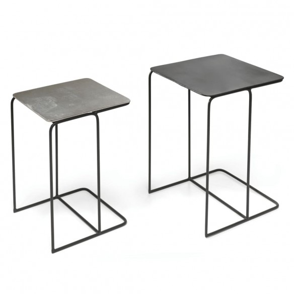 Rousseau Ensemble de tables d'appoint 2 pcs Ospera Métal Noir et gris