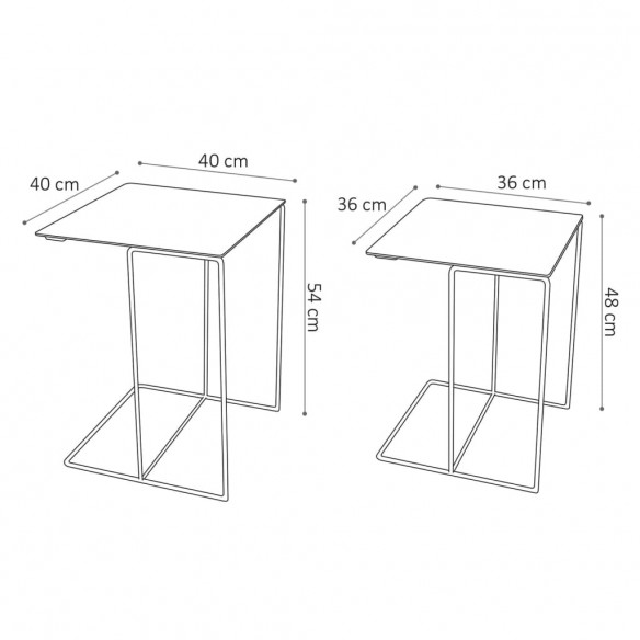 Rousseau Ensemble de tables d'appoint 2 pcs Ospera Métal Noir et gris