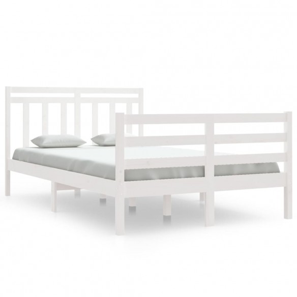 Cadre de lit Blanc Bois massif 120x190 cm Petit Double