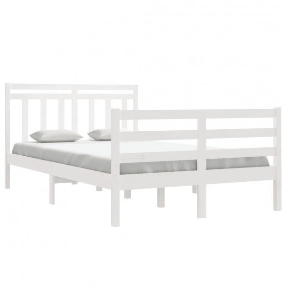 Cadre de lit Blanc Bois massif 120x190 cm Petit Double