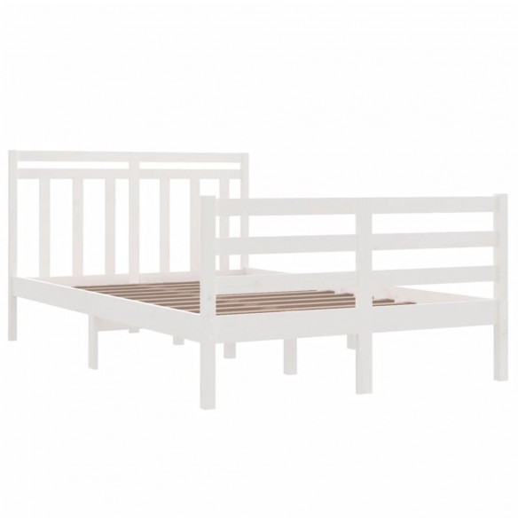 Cadre de lit Blanc Bois massif 120x190 cm Petit Double