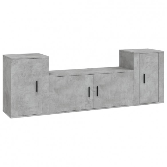 Ensemble de meubles TV 3 pcs Gris béton Bois d'ingénierie