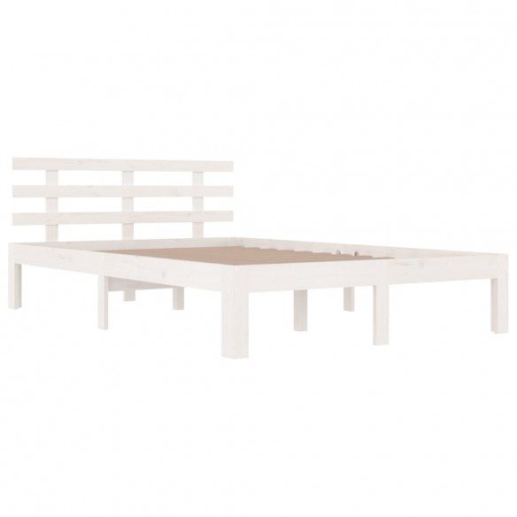 Cadre de lit Blanc Bois massif 120x190 cm Petit double