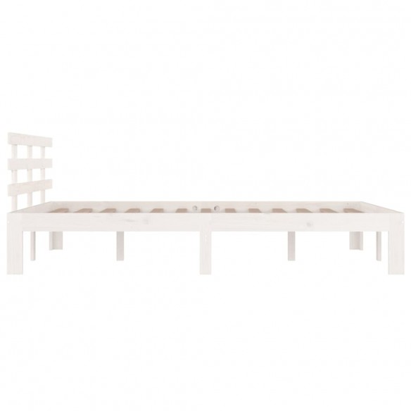 Cadre de lit Blanc Bois massif 120x190 cm Petit double