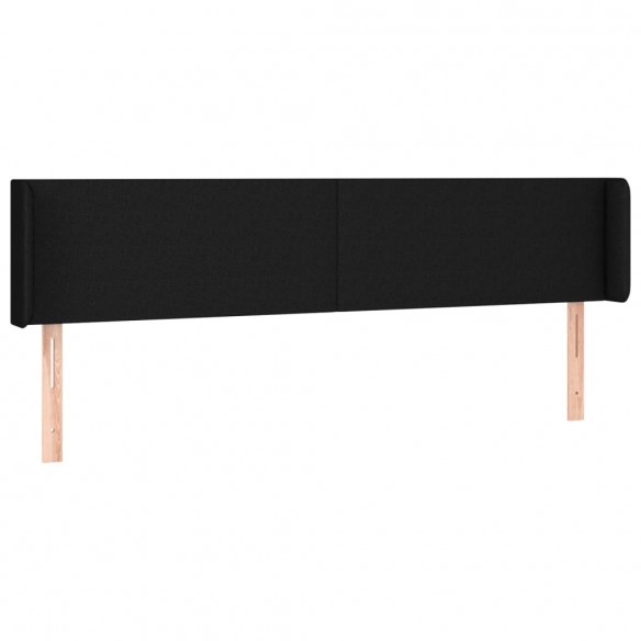 Tête de lit avec oreilles Noir 203x16x78/88 cm Tissu