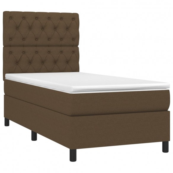 Cadre de lit et matelas et LED Marron foncé 80x200cm