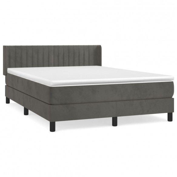 Cadre de lit et matelas Gris foncé 140x200cm Velours