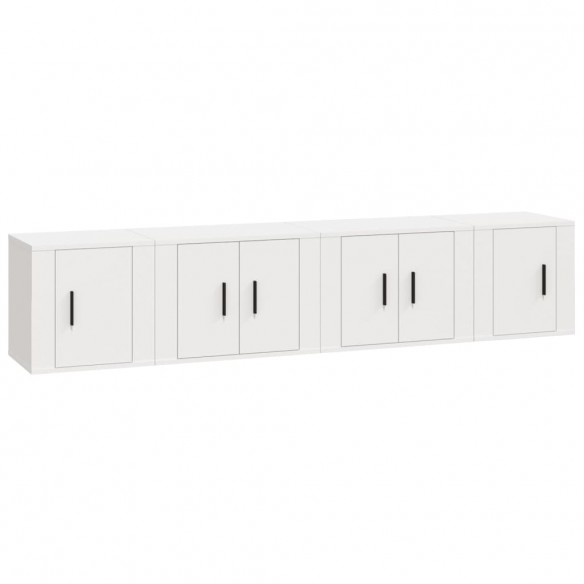 Ensemble de meubles TV 4 pcs Blanc Bois d'ingénierie