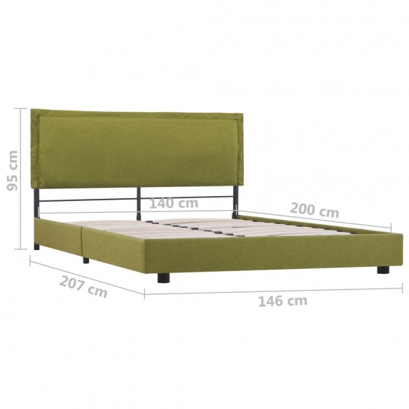 Cadre de lit Vert Tissu 140 x 200 cm