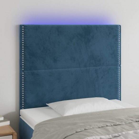 Tête de lit à LED Bleu foncé 80x5x118/128 cm Velours