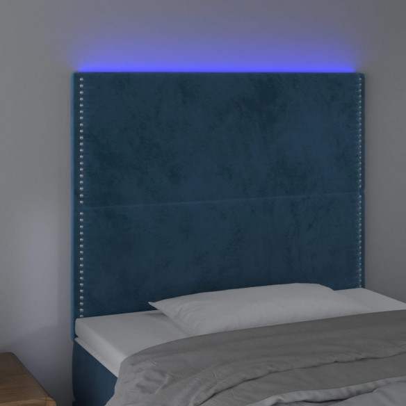 Tête de lit à LED Bleu foncé 80x5x118/128 cm Velours