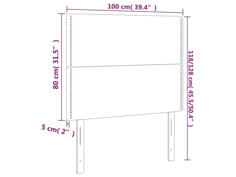 Têtes de lit 2 pcs Gris foncé 100x5x78/88 cm Tissu