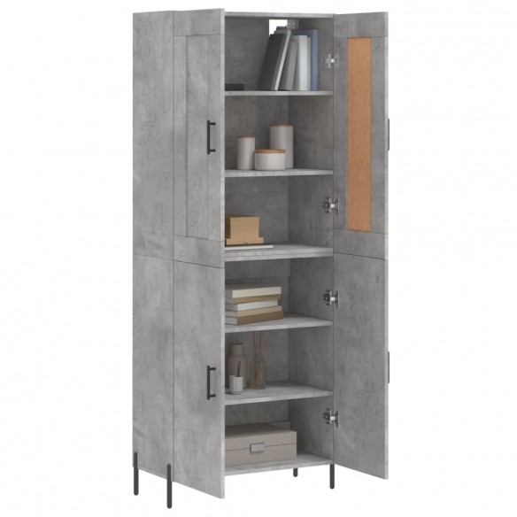 Buffet haut Gris béton 69,5x34x180 cm Bois d'ingénierie