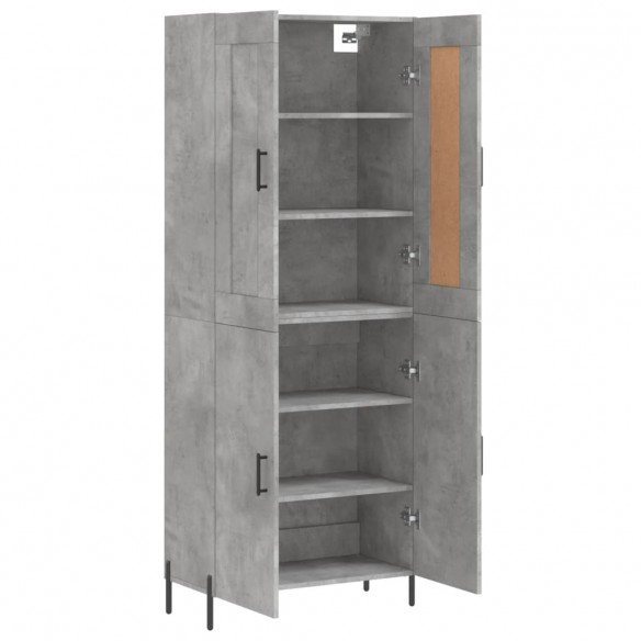 Buffet haut Gris béton 69,5x34x180 cm Bois d'ingénierie