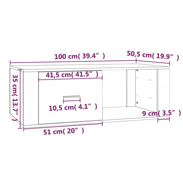 Table basse Sonoma gris 100x50,5x35 cm Bois d'ingénierie