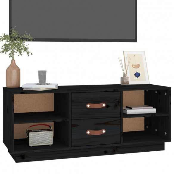 Meuble TV Noir 100x34x40 cm Bois de pin massif