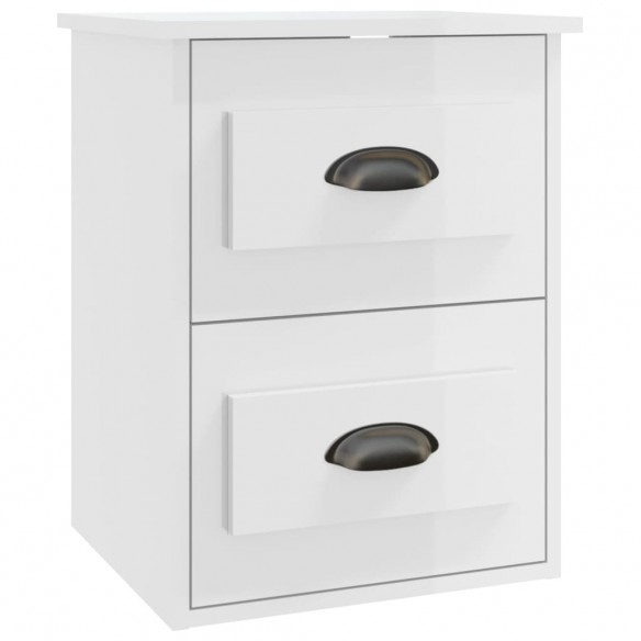 Tables de chevet murales 2 pcs blanc brillant 41,5x36x53 cm