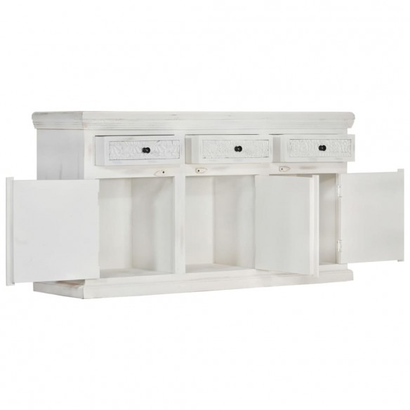 Buffet Blanc 140x40x74 cm Bois de manguier massif