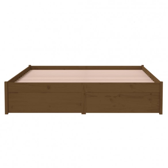 Cadre de lit Marron miel Bois massif 140x190 cm