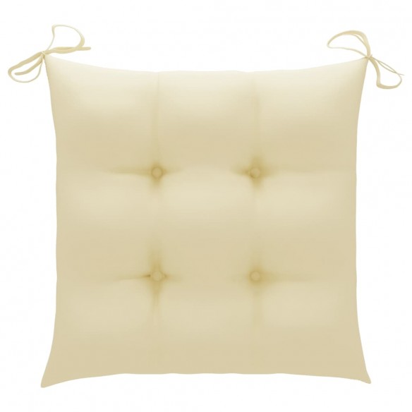 Chaise à bascule avec coussin blanc crème Bois de teck solide