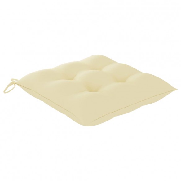 Chaise à bascule avec coussin blanc crème Bois de teck solide